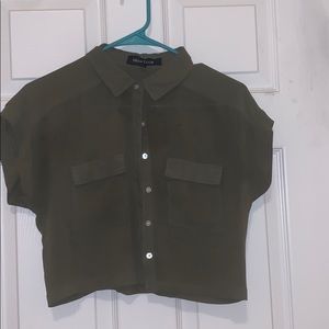Army green crop top !!